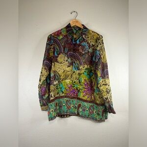Go Silk Paisley Long Sleeve Blouse | Multicolor Paisley | XS